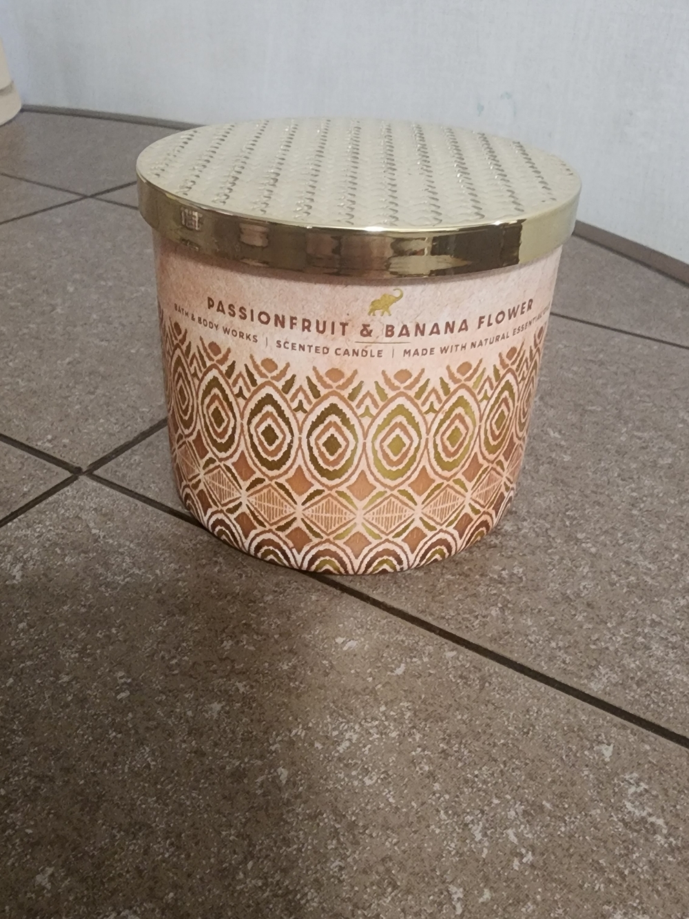 Bath & Body Works Pink & Gold Patterned Scented Candle